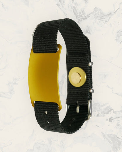 Natural Pain Relief and EMF Protection Bracelet Nylon Band Color Black with a Gold Slider