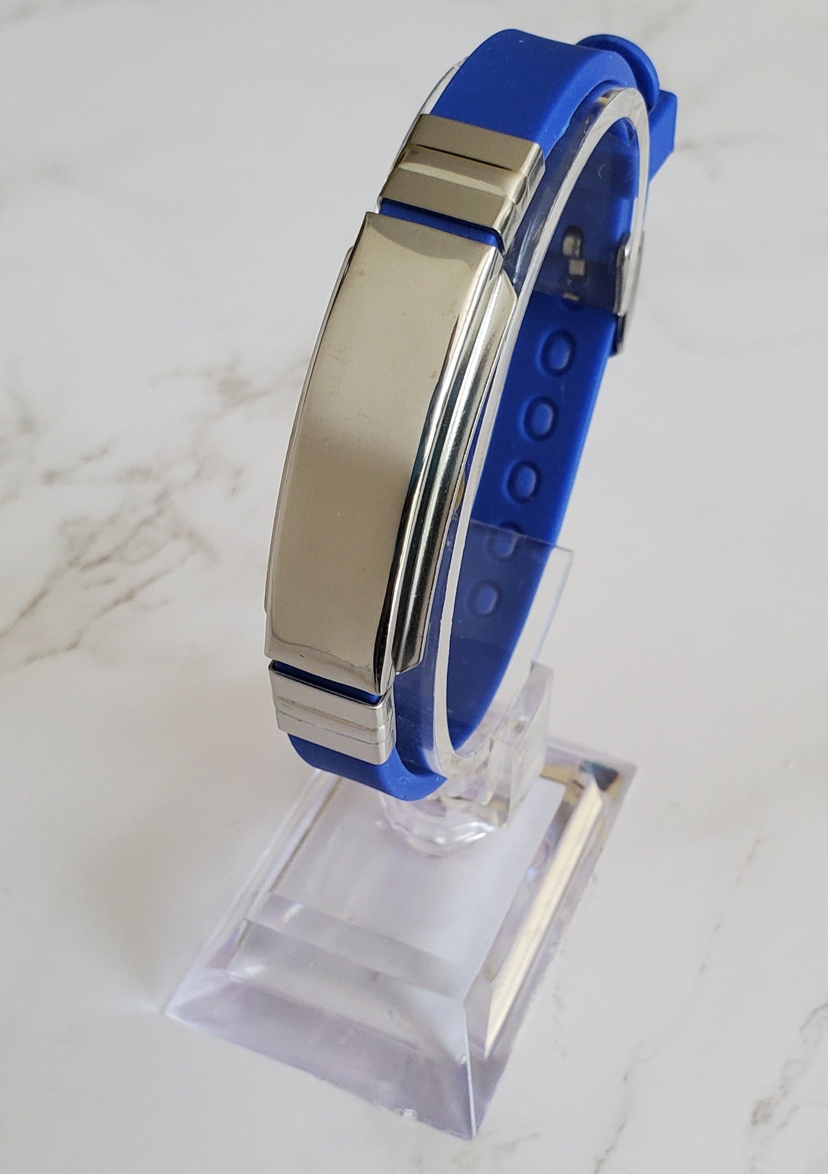 Frequency Jewelry Natural Pain Relief and EMF Protection Bracelet Blank Neoprene Band Color Royal Blue