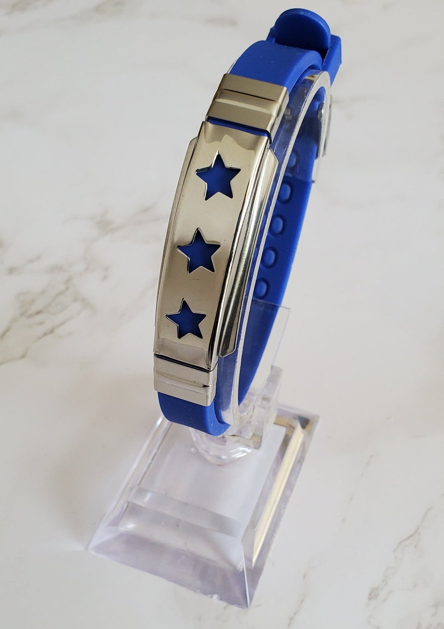 Pain Relief and EMF Protection Bracelet Stars Neoprene Band Color Royal Blue