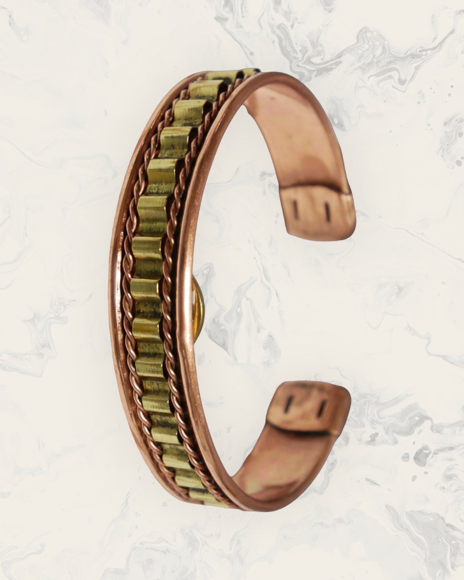 Frequency Jewelry Natural Pain Relief and EMF Protection Copper Anti-inflammatory Petite Bangle Two Tone Box Chain Design 25