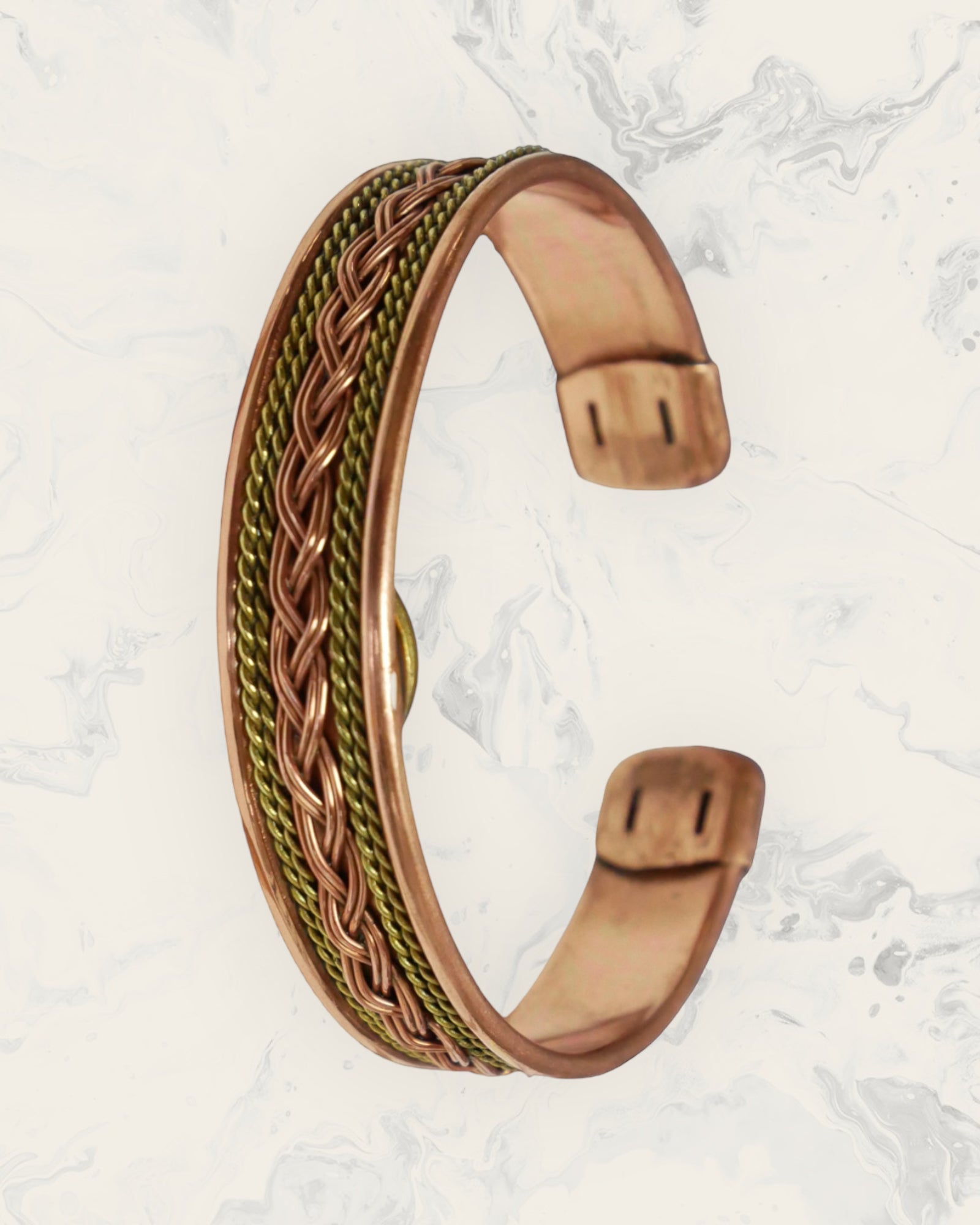Frequency Jewelry Natural Pain Relief and EMF Protection Copper Anti-inflammatory Petite Bangle Two Tone Braided Wire Design 27