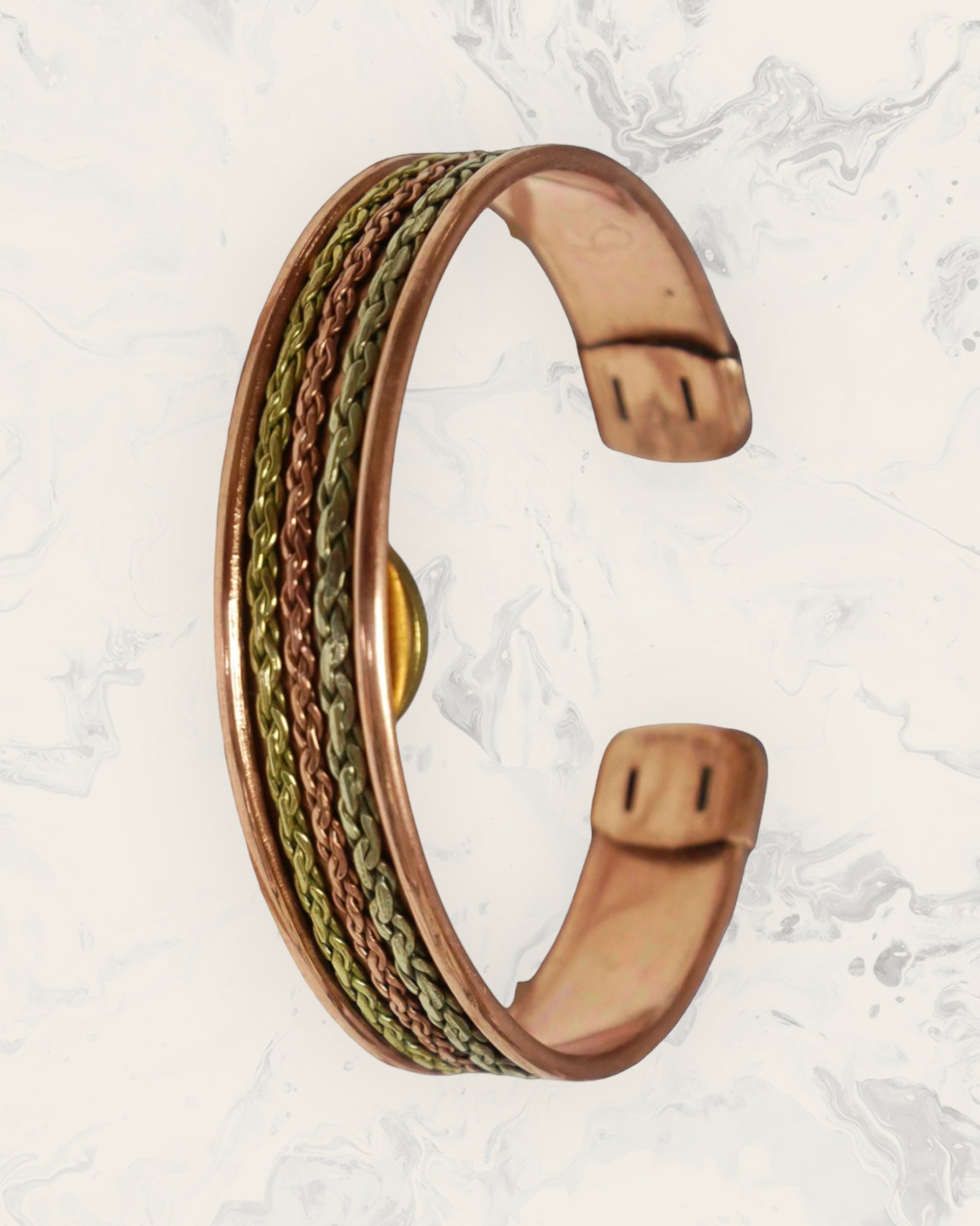 Frequency Jewelry Natural Pain Relief and EMF Protection Copper Anti-inflammatory Petite Bangle Two Tone Rollo Chain Design 28