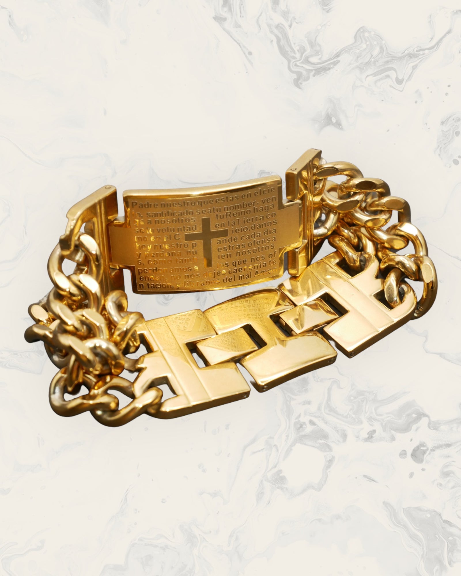 Frequency Jewelry Natural Pain Relief and Protection from 5G and EMFs Gold Stainless Steel Bracelet with Lord&