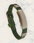 Natural Pain Relief and EMF Protection Bracelet Leather Band Color Green with Blank design on a silver metal slider