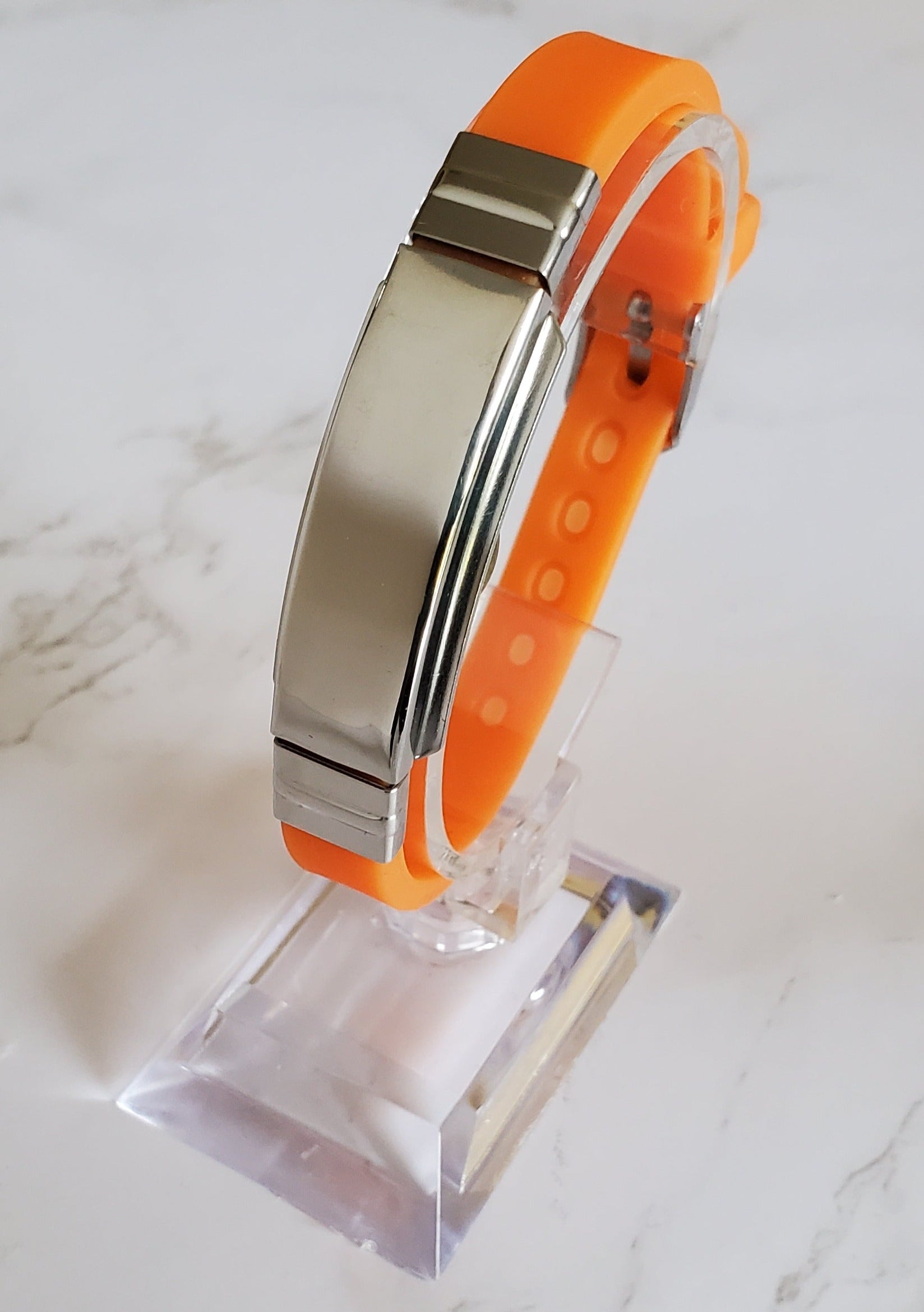 Frequency Jewelry Natural Pain Relief and EMF Protection Bracelet Blank Neoprene Band Color Orange