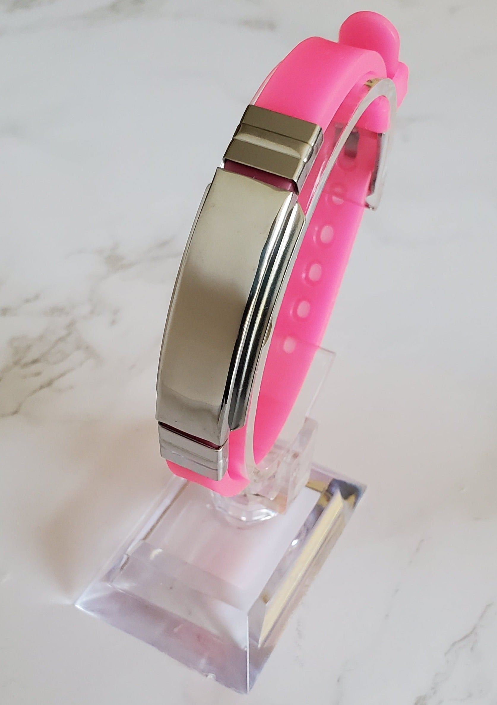 Frequency Jewelry Natural Pain Relief and EMF Protection Bracelet Blank Neoprene Band Color Pink