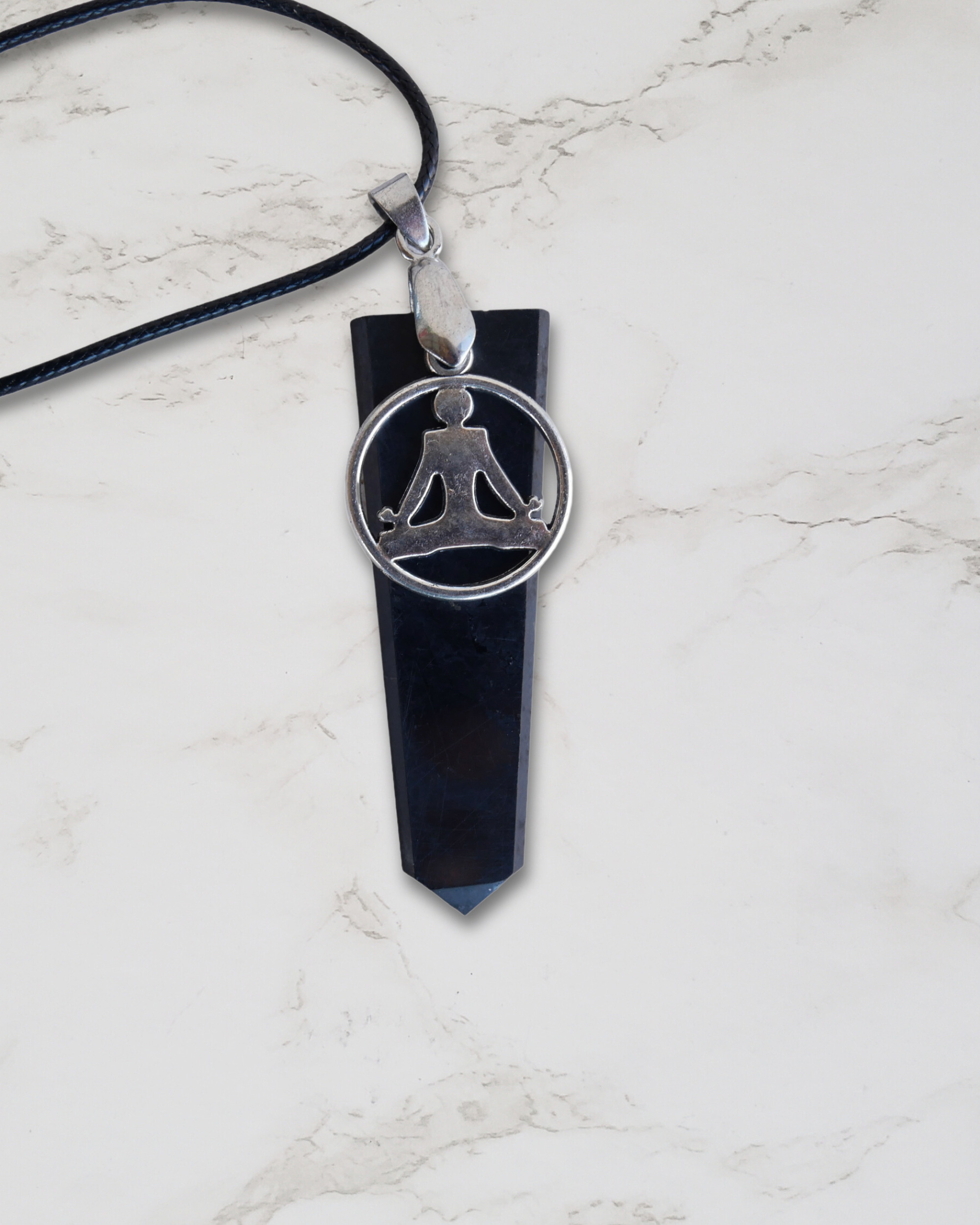 Frequency Jewelry Natural Pain Relief and Protection from 5G and EMFs Shungite Pendant Necklace with Meditation Charm