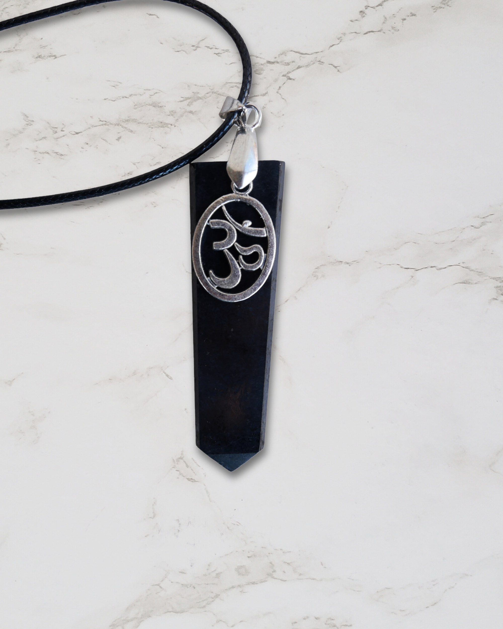 Frequency Jewelry Natural Pain Relief and Protection from 5G and EMFs Shungite Pendant Necklace with Ohm Charm