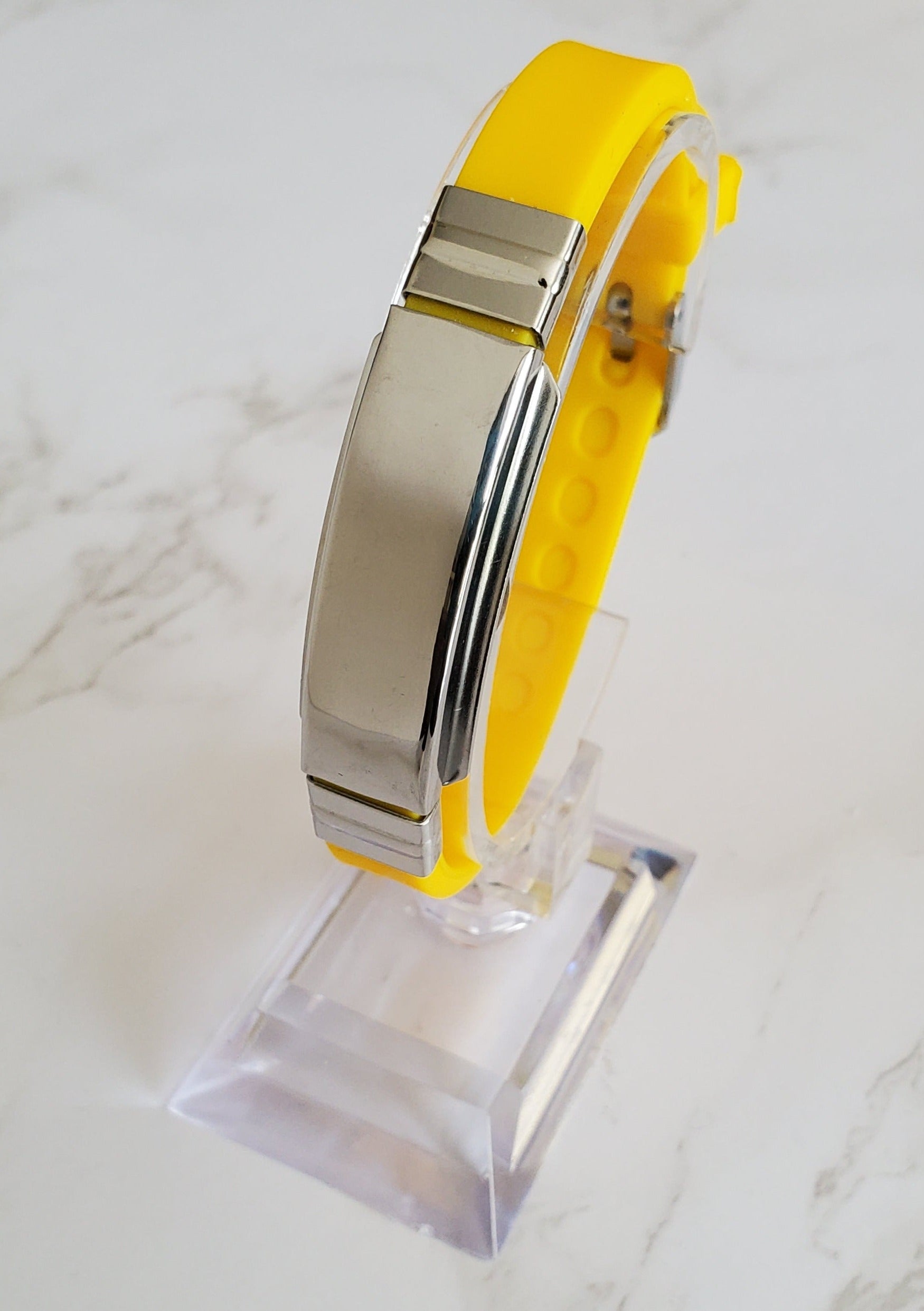 Frequency Jewelry Natural Pain Relief and EMF Protection Bracelet Blank Neoprene Band Color Yellow