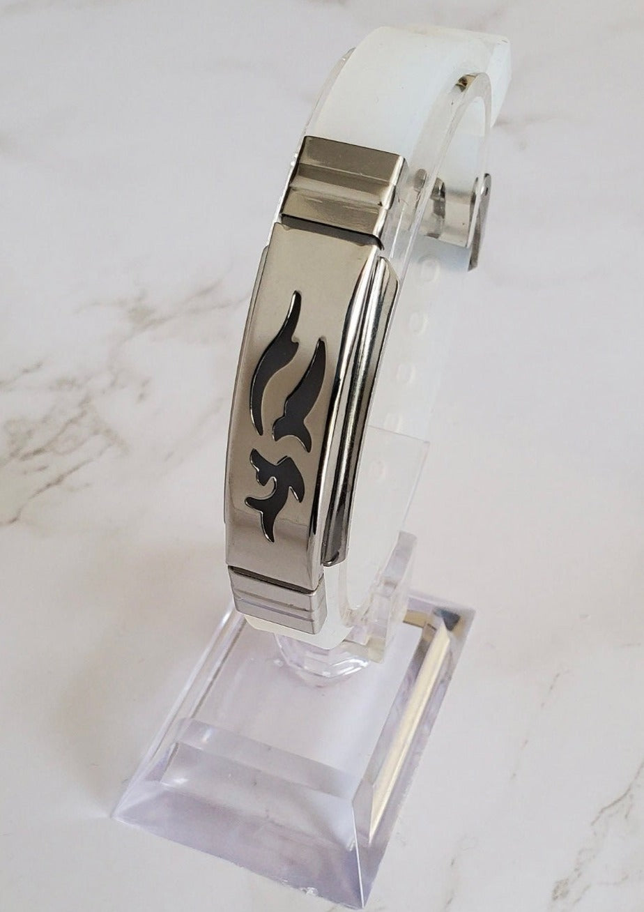 Frequency Jewelry Natural Pain Relief and EMF Protection Bracelet Dolphin Neoprene Band Color Clear