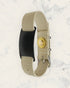 Frequency Jewelry Natural Pain Relief and EMF Protection Bracelet Nylon Band Color Beige with a Black Slider