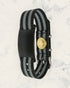 Frequency Jewelry Natural Pain Relief and EMF Protection Bracelet Nylon Band Color Black and Gray Striped with a Black Slider