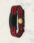 Frequency Jewelry Natural Pain Relief and EMF Protection Bracelet Nylon Band Color Black and Red Striped with a Black Slider