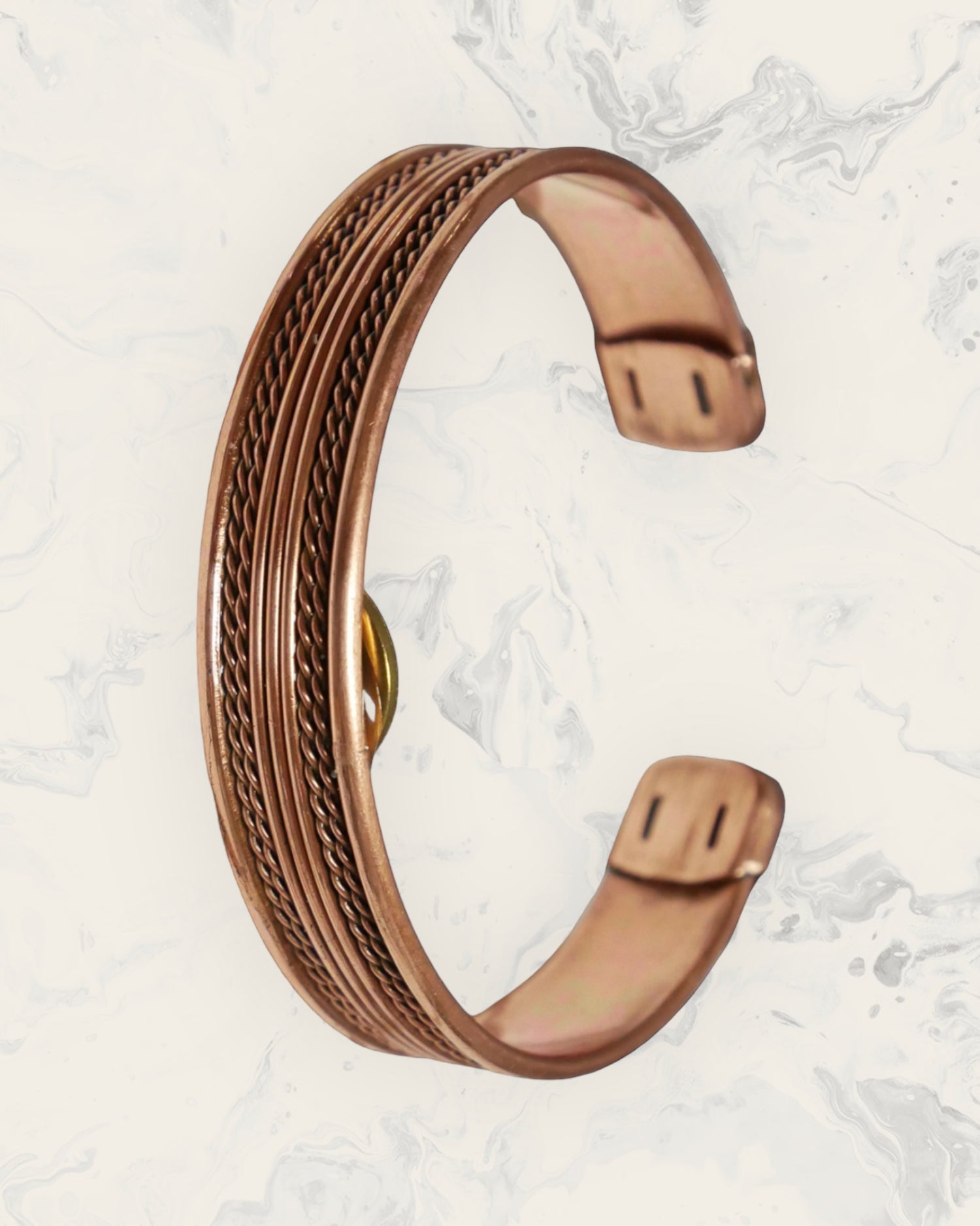 Frequency Jewelry Natural Pain Relief and EMF Protection Copper Anti-inflammatory Petite Bangle Double Twisted Lines Design 26