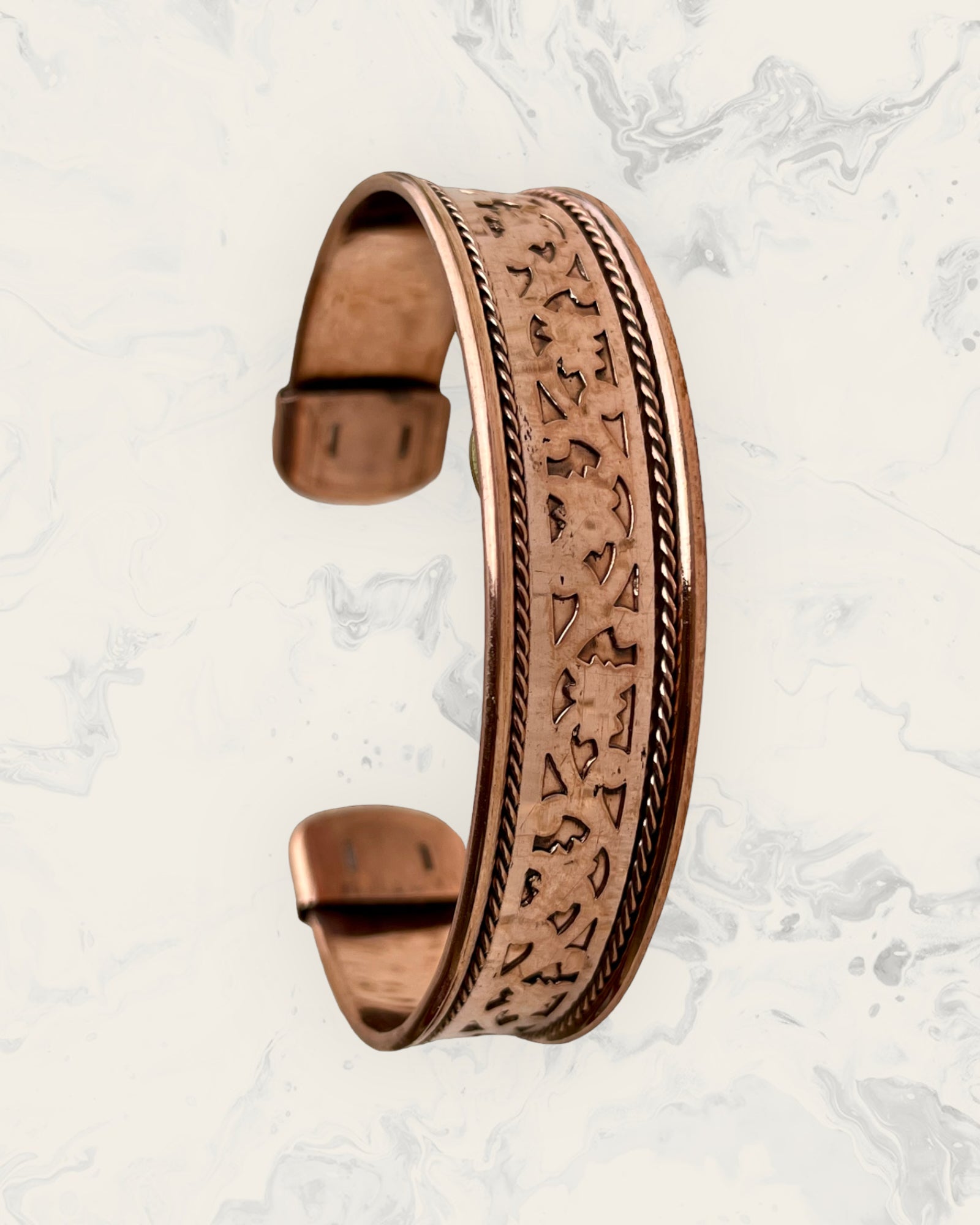 Frequency Jewelry Natural Pain Relief and EMF Protection Copper Anti-inflammatory Bangle Cutout Pattern 1 Design 3