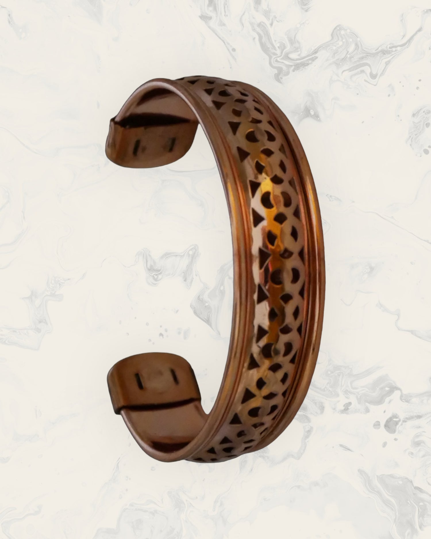 Frequency Jewelry Natural Pain Relief and EMF Protection Copper Anti-inflammatory Bangle Cutout Pattern 2 Design 4