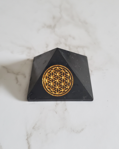 Natural Pain Relief and Protection from 5G and EMFs Shungite Engraved Flower of Life Design