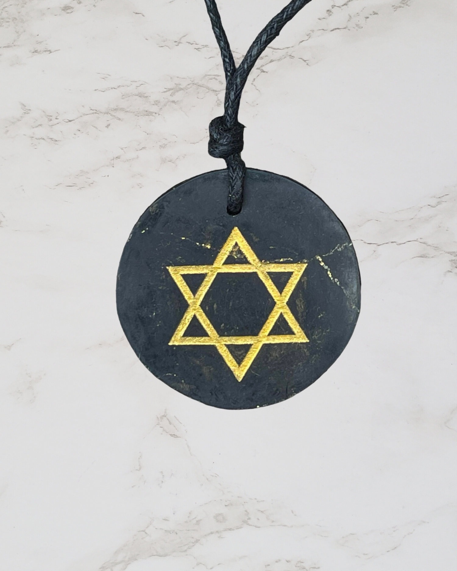 Frequency Jewelry Natural Pain Relief and Protection from 5G and EMFs Shungite Necklace with Engraved Star of David