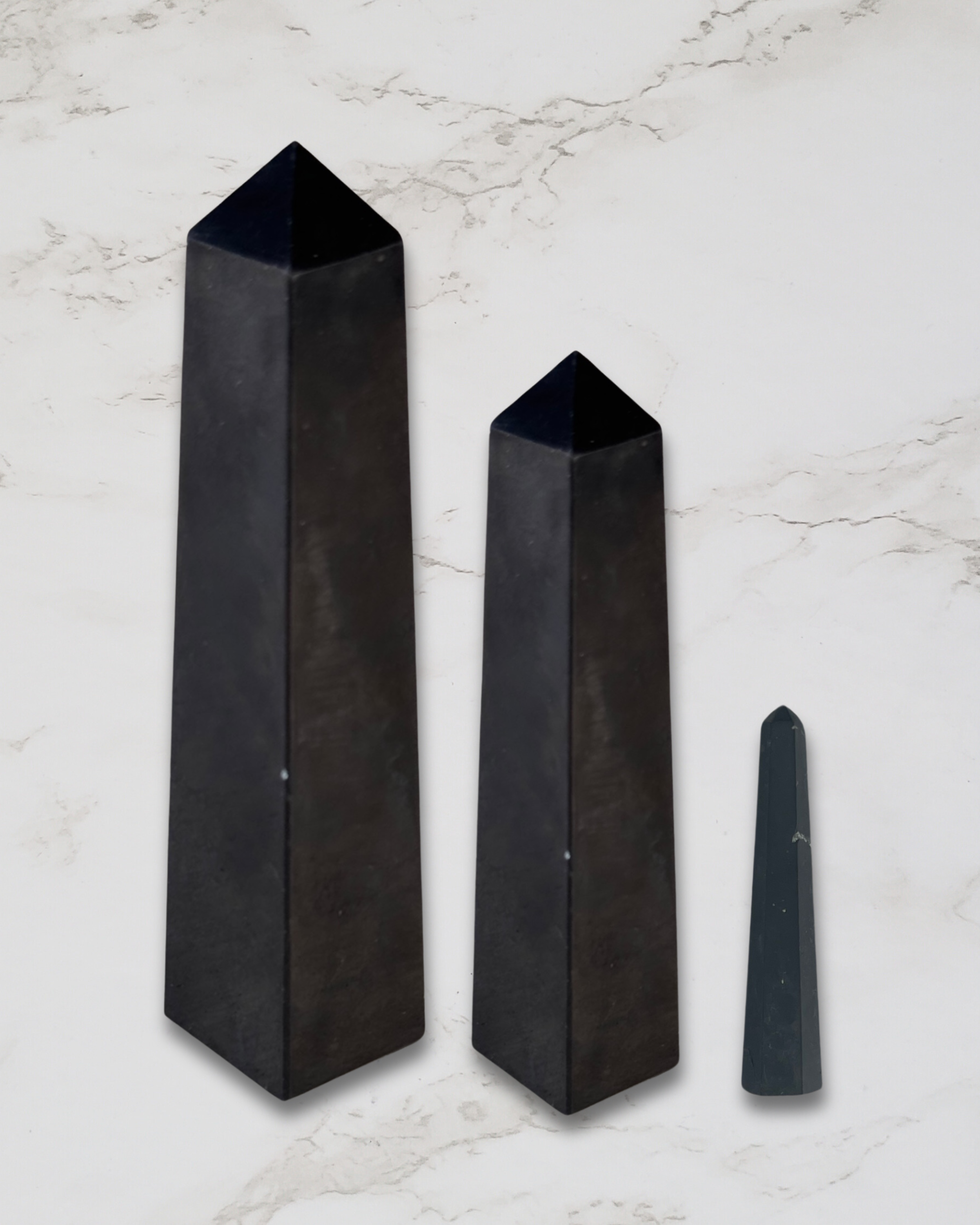 Natural Pain Relief and Protection from 5G and EMFs Shungite Obelisk Sizes