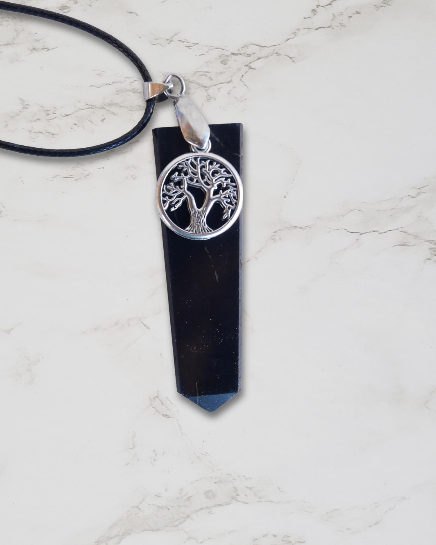 Frequency Jewelry Natural Pain Relief and Protection from 5G and EMFs Shungite Pendant Necklace with Tree of Life Charm