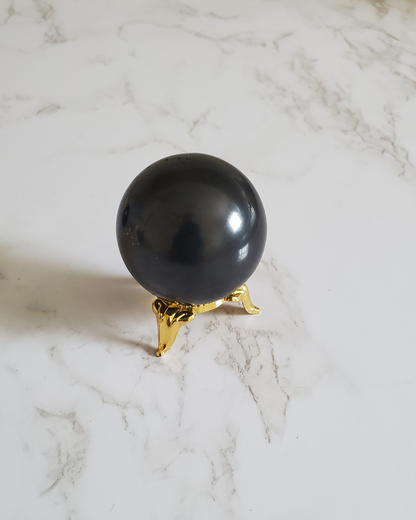 Pain Relief and Protection from 5G and EMFs Shungite Sphere 25 mm with Small Decorative Base