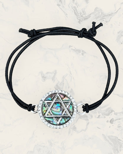 Frequency Jewelry Natural Pain Relief and Protection from 5G and EMFs Bracelet Beach Band with Silver Star of David Charm and Black Nylon Band with No Beads